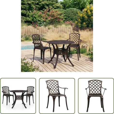 Sedie da giardino -  Set da Bistrot 3 pz in Alluminio Pressofuso Bronzo