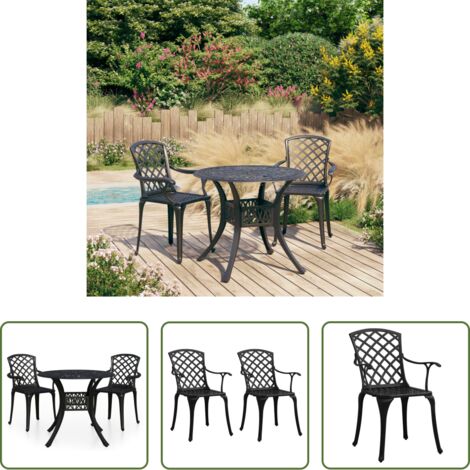 Sedie da giardino -  Set da Bistrot 3 pz in Alluminio Pressofuso Nero