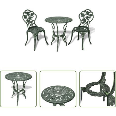 Sedie da giardino -  Set da Bistrot 3 pz in Alluminio Pressofuso Verde