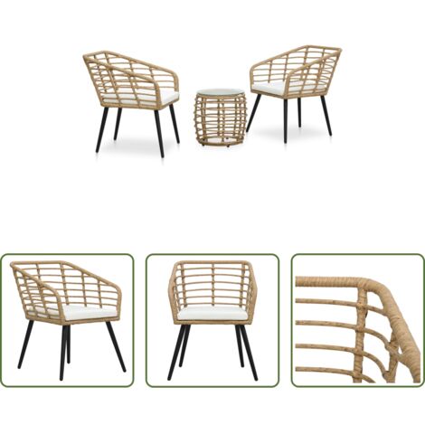 Sedie da giardino -  Set da Bistrot 3 pz in Polyrattan Rovere