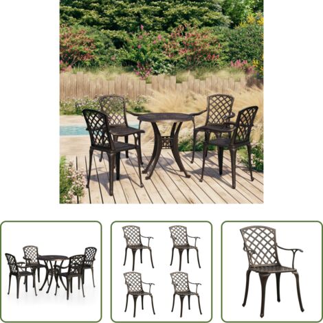 Sedie da giardino -  Set da Bistrot 5 pz in Alluminio Pressofuso Bronzo