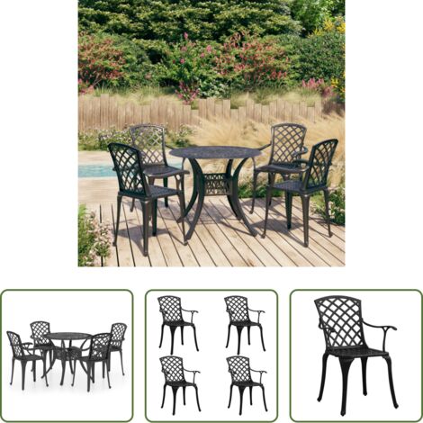 Sedie da giardino -  Set da Bistrot 5 pz in Alluminio Pressofuso Nero
