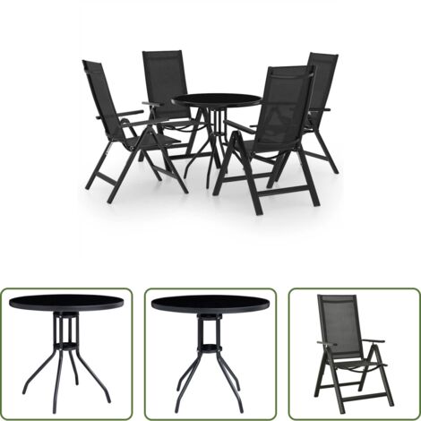 Sedie da giardino -  Set da Bistrot 5 pz Nero e Antracite