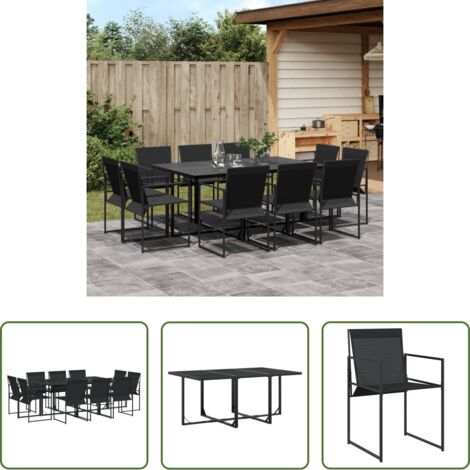 Sedie da giardino -  Set da Pranzo da Giardino 11 pz Nero in Textilene
