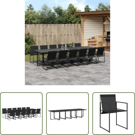 Sedie da giardino -  Set da Pranzo da Giardino 13 pz Nero in Textilene