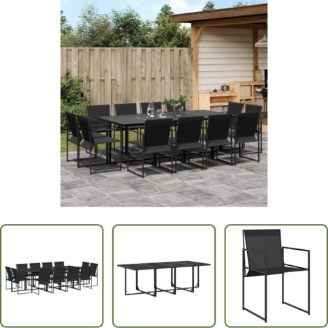 Sedie da giardino -  Set da Pranzo da Giardino 13 pz Nero in Textilene