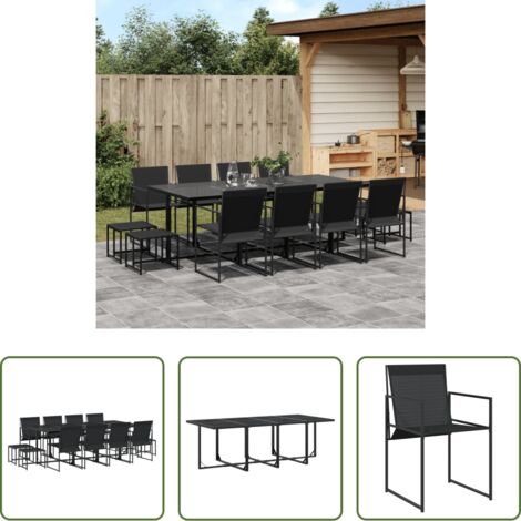 Sedie da giardino -  Set da Pranzo da Giardino 13 pz Nero in Textilene