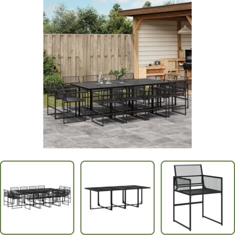 Sedie da giardino -  Set da Pranzo da Giardino 13pz Nero in Polyrattan
