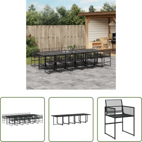 Sedie da giardino -  Set da Pranzo da Giardino 13pz Nero in Polyrattan