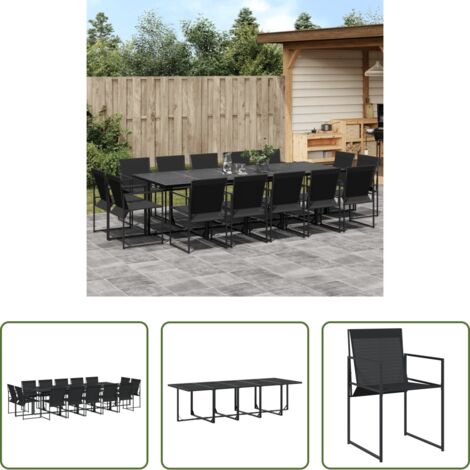Sedie da giardino -  Set da Pranzo da Giardino 15 pz Nero in Textilene