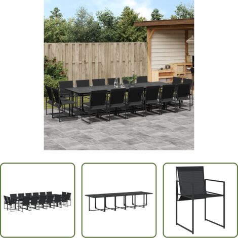 Sedie da giardino -  Set da Pranzo da Giardino 17 pz Nero in Textilene