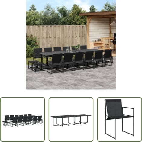 Sedie da giardino -  Set da Pranzo da Giardino 17 pz Nero in Textilene