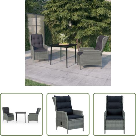 Sedie da giardino -  Set da Pranzo da Giardino 3 pz Grigio Chiaro