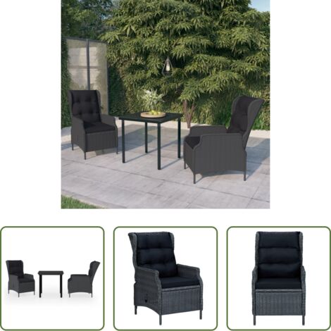Sedie da giardino -  Set da Pranzo da Giardino 3 pz Grigio Scuro