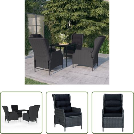 Sedie da giardino -  Set da Pranzo da Giardino 5 pz Grigio Scuro