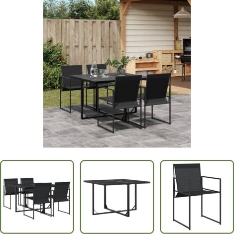 Sedie da giardino -  Set da Pranzo da Giardino 5 pz Nero in Textilene