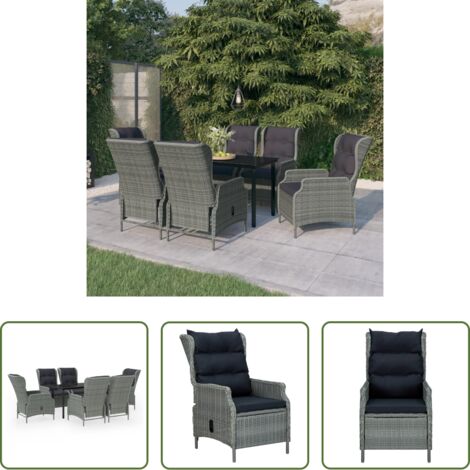 Sedie da giardino -  Set da Pranzo da Giardino 7 pz Grigio Chiaro