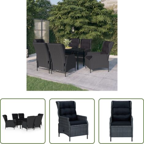Sedie da giardino -  Set da Pranzo da Giardino 7 pz Grigio Scuro