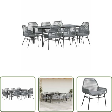 Sedie da giardino -  Set da Pranzo da Giardino 9 pz con Cuscini Polyrattan Vetro