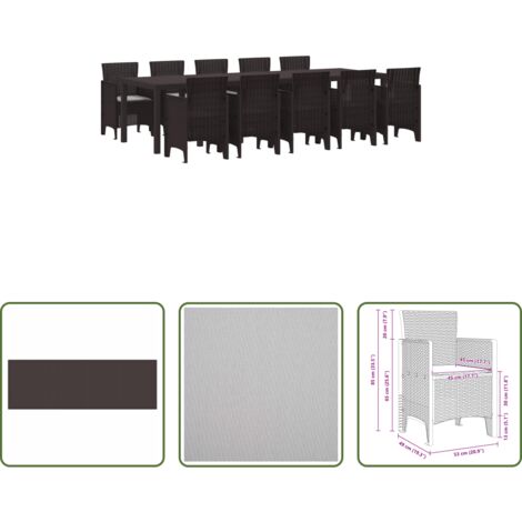 Sedie da giardino -  Set da Pranzo per Giardino 11 pcs Marrone e grigio chiaro