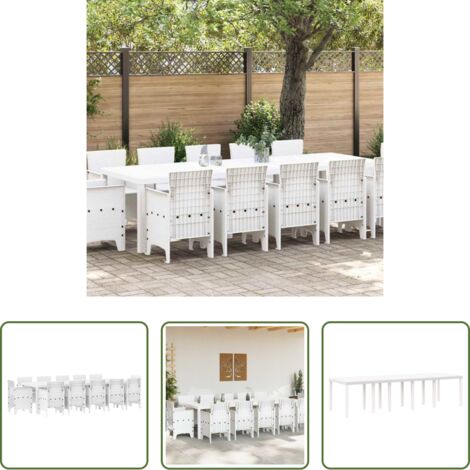 Sedie da giardino -  Set da Pranzo per Giardino 13 pcs Bianco Poly Rattan