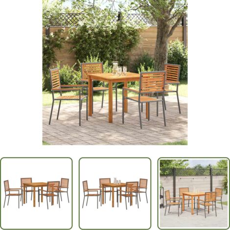 Sedie da giardino -  Set da Pranzo per Giardino 5 pcs Grigio