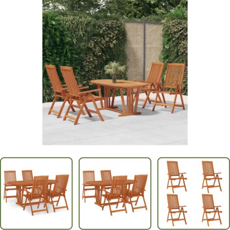 Sedie da giardino -  Set da Pranzo per Giardino 5 pz in Legno Massello di Eucalipto