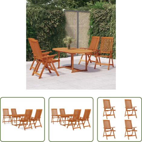 Sedie da giardino -  Set da Pranzo per Giardino 5 pz in Legno Massello di Eucalipto