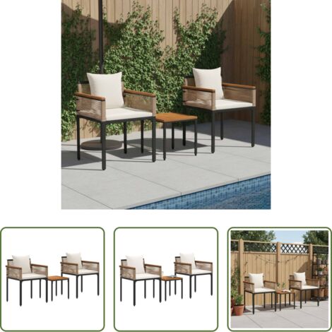 Sedie da giardino -  Set di Mobili da Esterno Beige e Bianco Crema polyrattan
