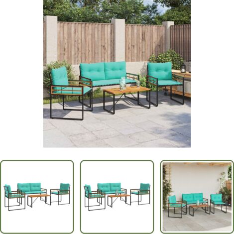 Sedie da giardino -  Set di Mobili da Esterno con cuscino 4 pcs Turchese