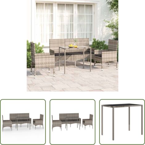 Sedie da giardino -  Set Divani da Giardino 4 pz con Cuscini in Polyrattan Grigio