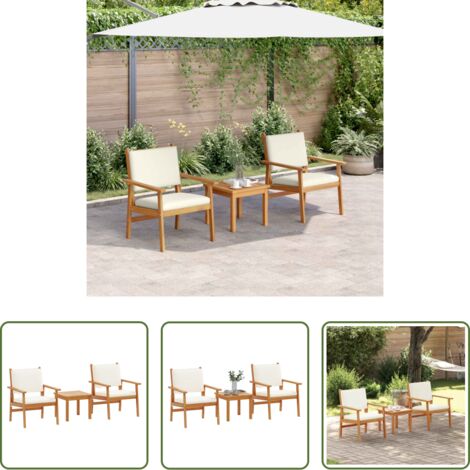 Sedie da giardino -  Set Divano da Giardino 3 pcs Bianco Crema