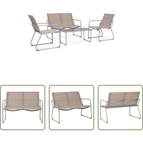 Sedie da giardino -  Set Divano da Giardino 4 pz in Tessuto e Acciaio Grigio Talpa