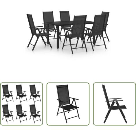 Sedie da giardino -  Set Mobili da Pranzo da Giardino 7 pz in Alluminio Nero
