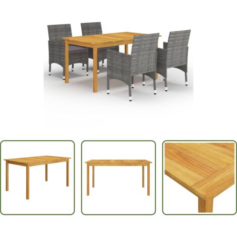 Sedie da giardino -  Set Mobili da Pranzo per Giardino 5 pz Grigio
