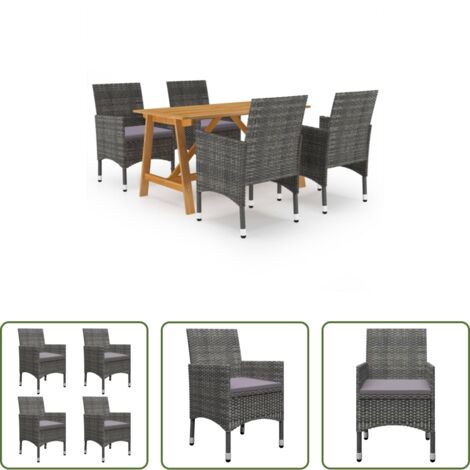 Sedie da giardino -  Set Mobili da Pranzo per Giardino 5 pz Grigio