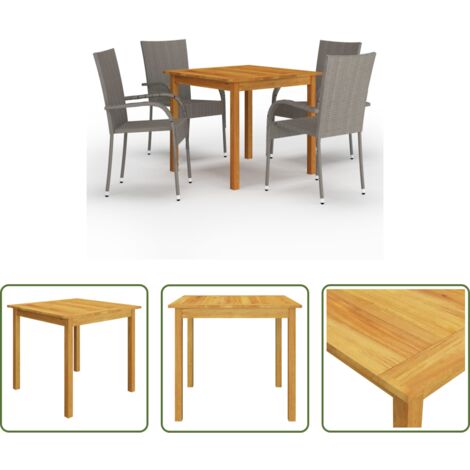 Sedie da giardino -  Set Mobili da Pranzo per Giardino 5 pz Grigio