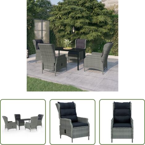 Sedie da giardino -  Set Mobili da Pranzo per Giardino 5 pz Grigio Chiaro