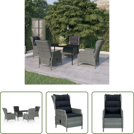Sedie da giardino -  Set Mobili da Pranzo per Giardino 5 pz Grigio Chiaro