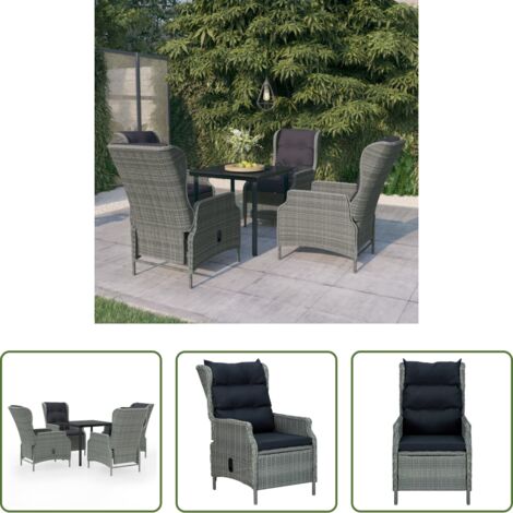 Sedie da giardino -  Set Mobili da Pranzo per Giardino 5 pz Grigio Chiaro