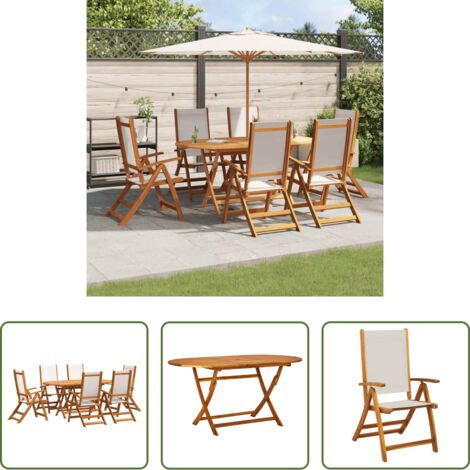 Sedie da giardino -  Set Pranzo da Giardino 7pz Legno Massello di Acacia e Textilene