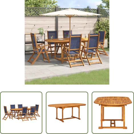 Sedie da giardino -  Set Pranzo da Giardino 7pz Legno Massello di Acacia e Textilene