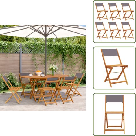 Sedie da giardino - vidaXL Sedie Giardino Pieghevoli 6pz Antracite Tessuto Legno Massello - Sedie pieghevoli