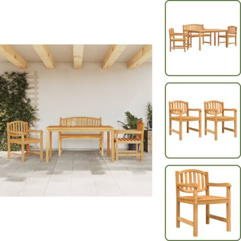 Sedie da giardino - vidaXL Set da Pranzo per Giardino 4 pz in Legno Massello di Teak - Mobili da esterno