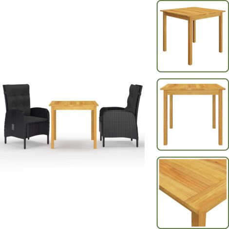 Sedie da giardino - vidaXL Set Mobili da Pranzo per Giardino 3 pz Nero - Tavolo da pranzo esterno