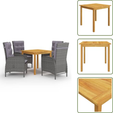 Sedie da giardino - vidaXL Set Mobili da Pranzo per Giardino 5 pz Grigio - Cuscini per seduta