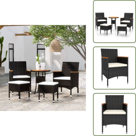 Sedie da giardino - vidaXL Set Salotto da Giardino 5 pz in Polyrattan Nero - Sgabelli da giardino