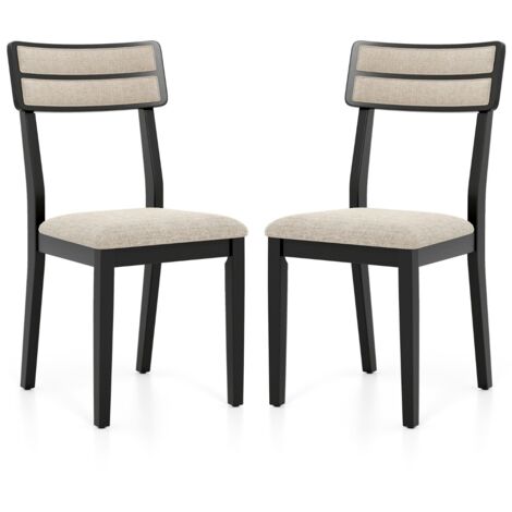 Sedie da imbottite senza braccioli schienale inclinato gomma set 2 moderne Nero