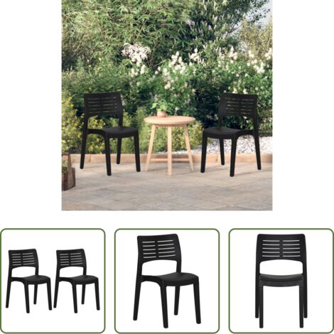 Sedie da patio -  Sedie da Giardino 2 pz in Polipropilene Antracite