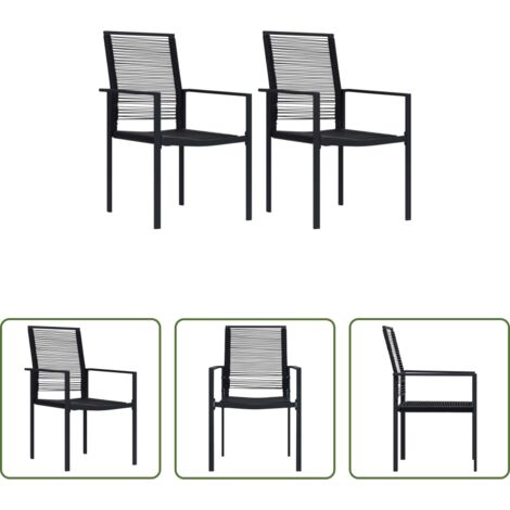 Sedie da patio -  Sedie da Giardino 2 pz in Rattan PVC Nero